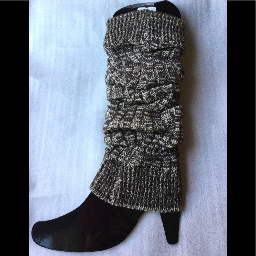 Textured Leg Warmers Brown/Tan Marl Ribbed Cable Knit
